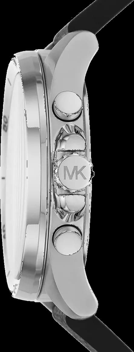 Lunette boîtier Michael Kors MK8850 ronde en acier inoxydable noir, lunette lisse fixe, verre minéral