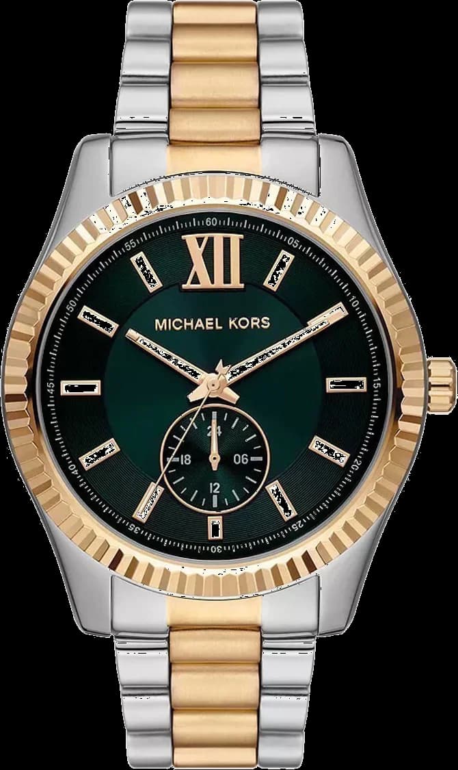 Montre pour homme Michael Kors Lexington MK9063 - Cadran vert, bracelet acier bicolore argent et or