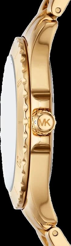 Attache bracelet Michael Kors MK9078 en acier doré maillons larges, fermoir déployant sécurisé, finition polie miroir