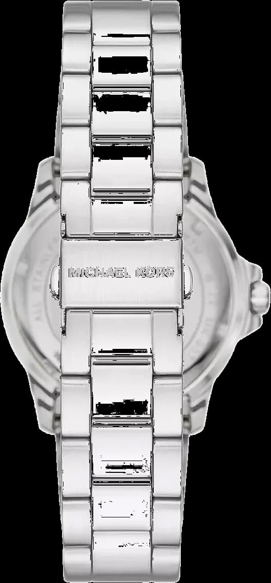 Attache bracelet Michael Kors MK9079 en acier inoxydable brossé, maillons trois rangées et fermoir déployant à double sécurité