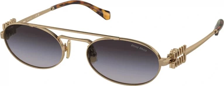 Lunettes de soleil Miu Miu MU54ZS 7EO5D1 - Monture métal doré or et écaille - Unisexe vue 4