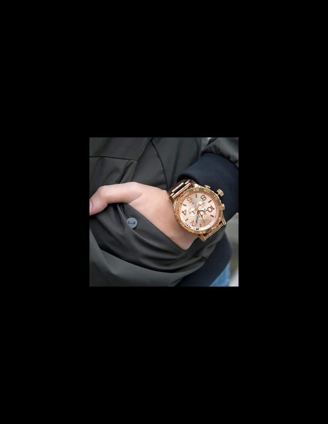 Montre Homme Nixon The 51-30 Chrono A083-897, boîtier et bracelet acier or rose vue 4