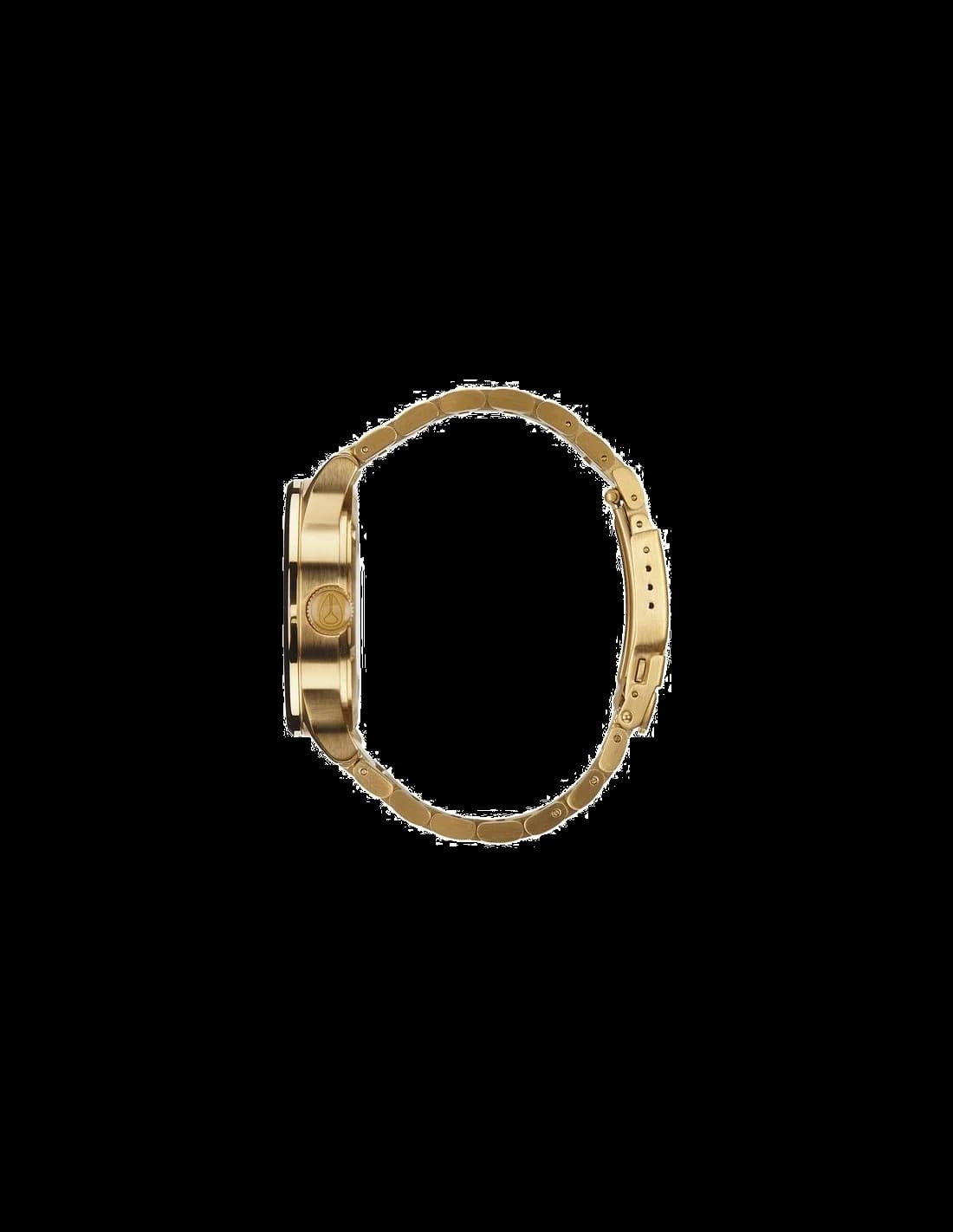 Attache bracelet Nixon A356-510 en cuir noir avec surpiqûres contrastées et boucle ardillon en acier doré