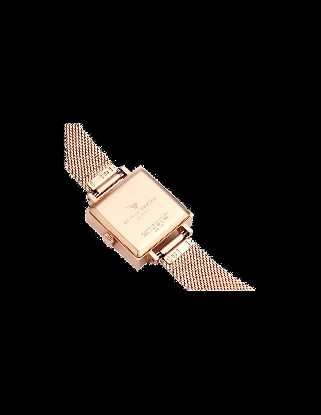 Attache bracelet Olivia Burton OB16AM96 en acier inoxydable brossé avec fermoir déployante sécurisé et mailles milanaises souples