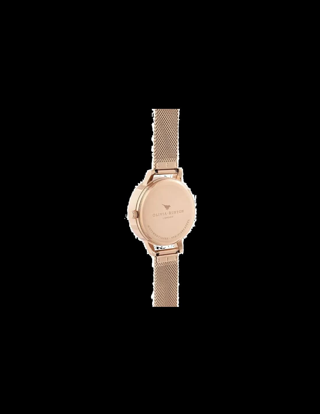 Montre Olivia Burton OB16EX116 Abeille 3D pour Femme, Cadran Blanc sur Maille Milanaise Or Rose vue 2