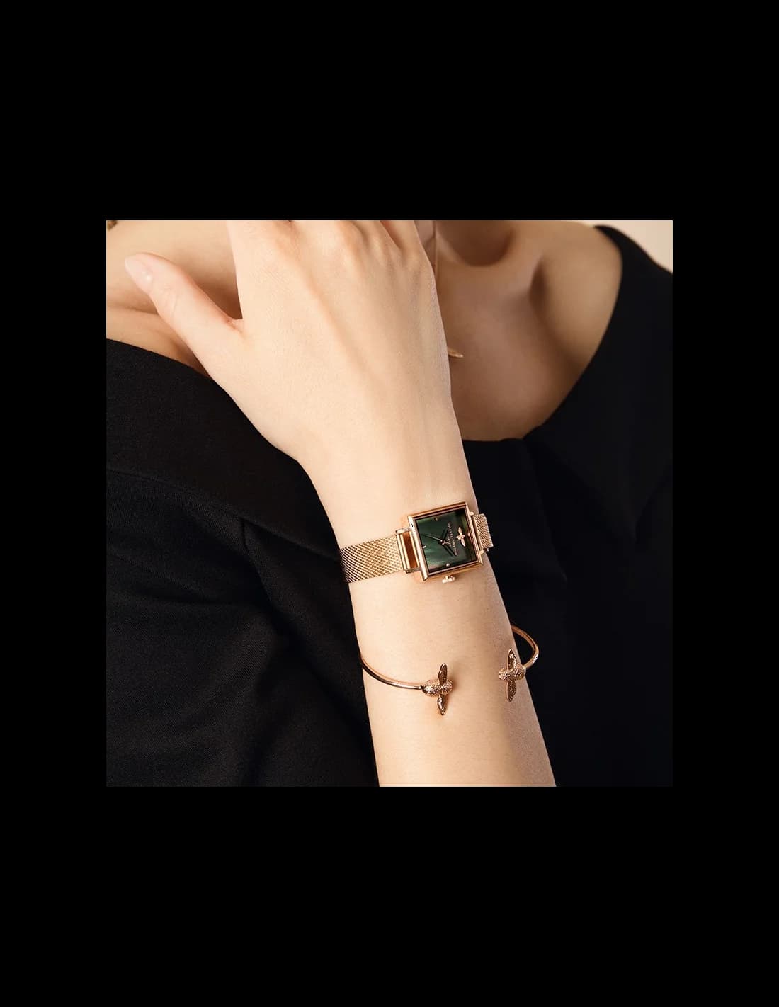 Montre Femme Olivia Burton OB16EX220 - Cadran Vert Abeille 3D, Boîtier Acier Or Rose vue 3