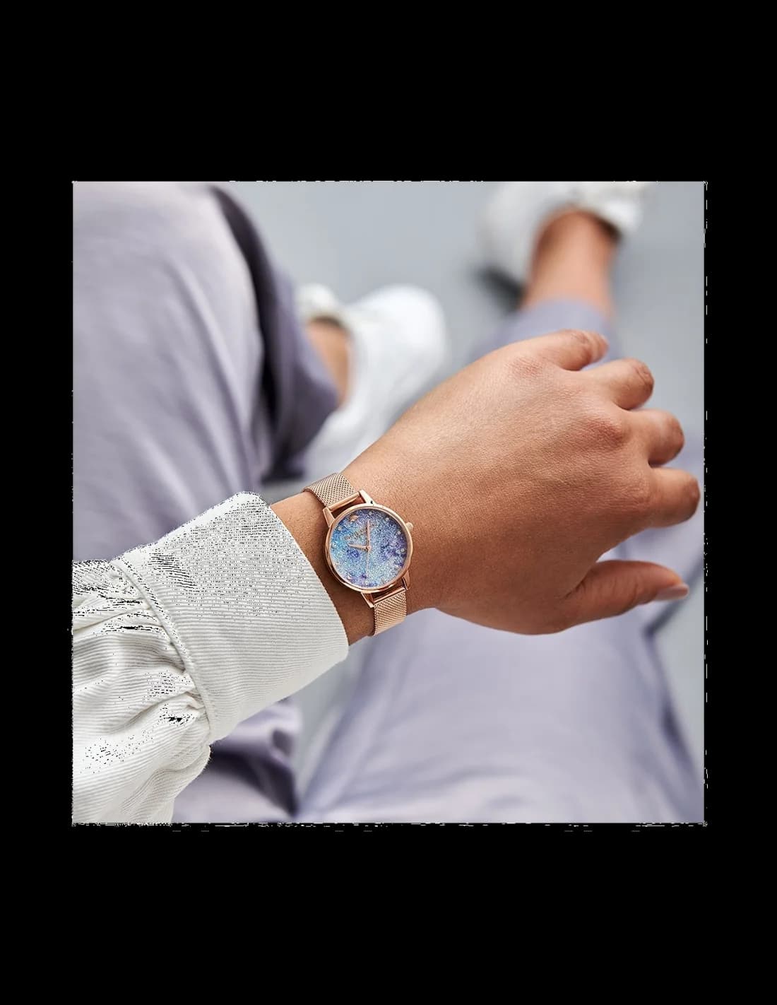 Montre Femme Olivia Burton OB16US44 Cadran Pailleté Deep Sea, Bracelet Acier Or Rose vue 3