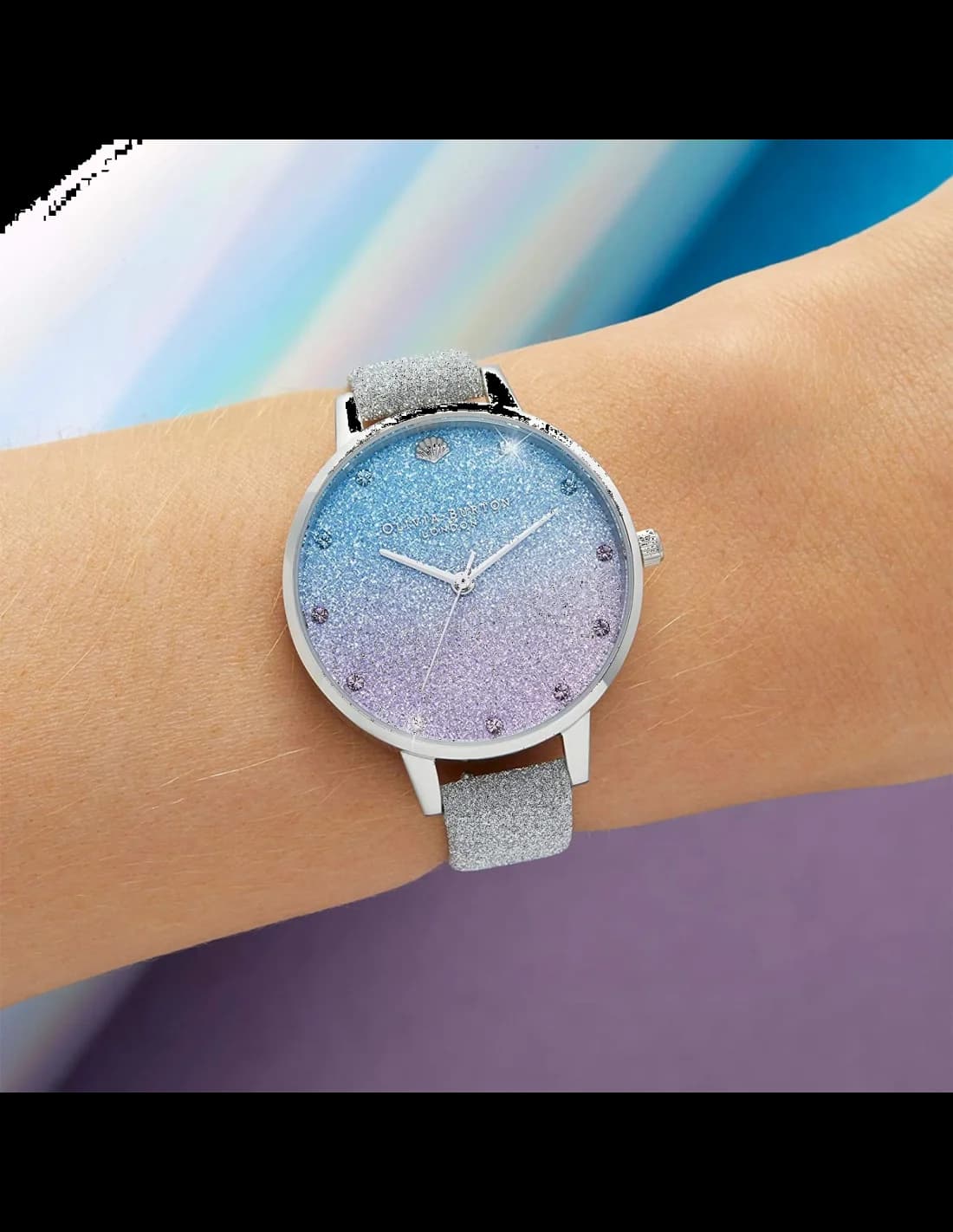 Montre Femme Olivia Burton OB16US49 - Cadran Pailleté, Bracelet Cuir Gris vue 4