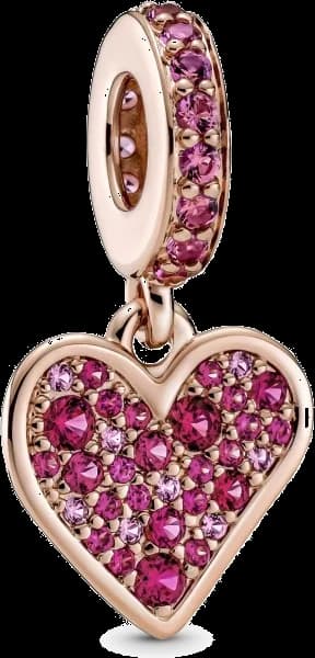 Charm Pandora coeur pavé de cristaux en métal plaqué or rose pour femme