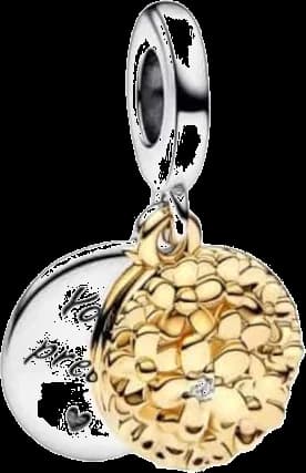 Pandora 109522 - Pendentif Charm Double Marguerite Bicolore en Argent avec Gravure 'You are precious'