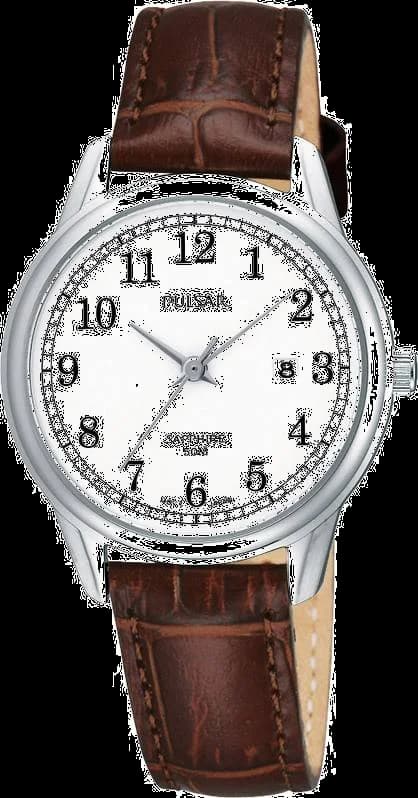 Montre Pulsar PH7187X1 pour Femme, Cadran Blanc et Bracelet Cuir Marron