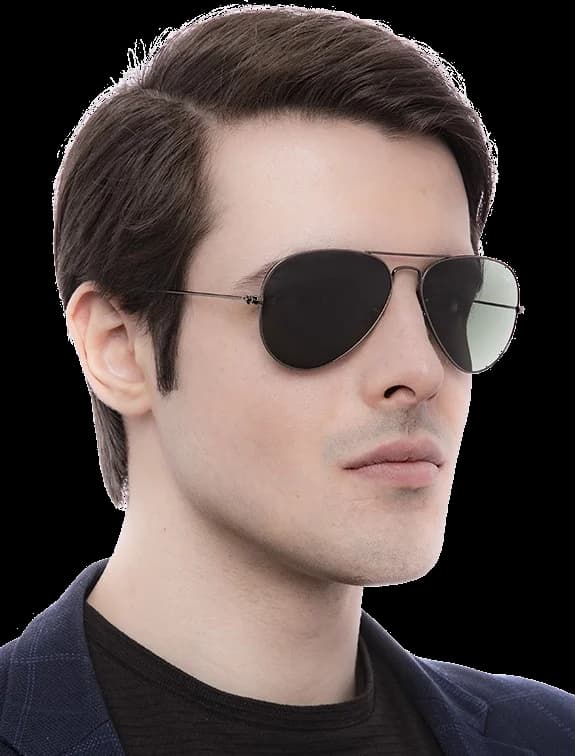 Lunettes de soleil Ray-Ban Aviator RB3025 9190/31 - Monture métal or gris mat, verres G-15 vue 2