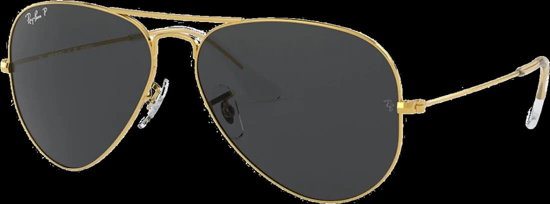 Lunettes de soleil Ray-Ban Aviator RB3025 9196/48 - Monture or métal, verres gris polarisés vue 3
