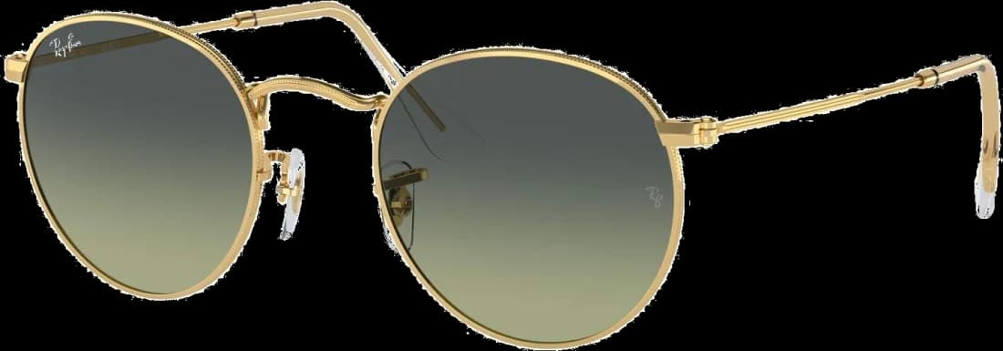 Lunettes de soleil Ray-Ban Round Metal RB3447 001/BH - Monture ronde or - Verres verts dégradé - Unisexe vue 2