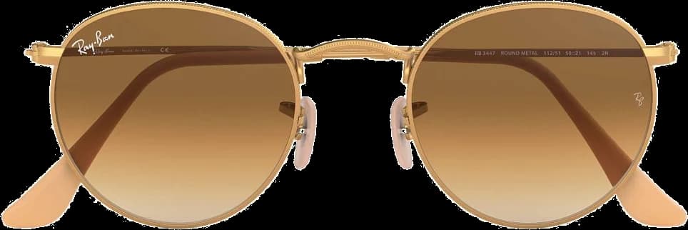 Lunettes de soleil Ray-Ban RB3447 112/51 - Monture ronde métal doré mat, verres marron dégradé - Unisexe
