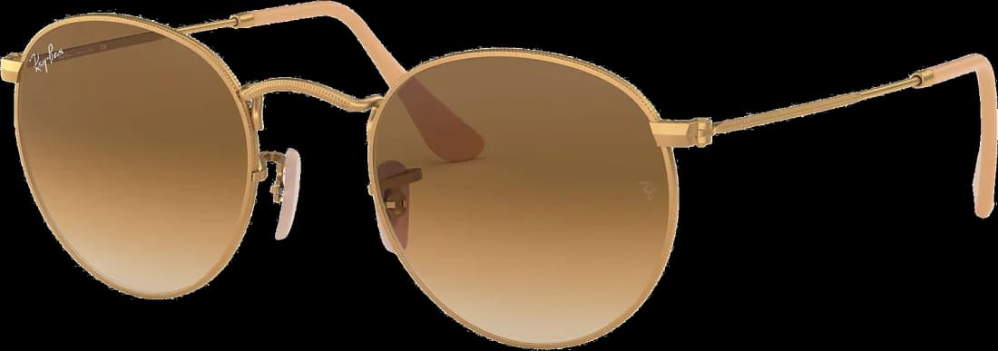 Lunettes de soleil Ray-Ban RB3447 112/51 - Monture ronde métal doré mat, verres marron dégradé - Unisexe vue 2