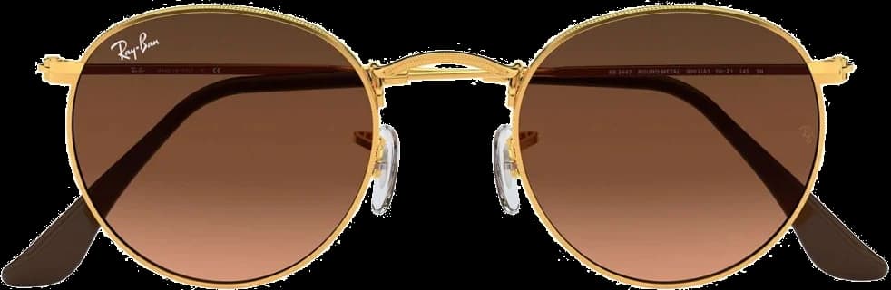 Lunettes de soleil Ray-Ban Round Metal RB3447 9001/A5 - Monture ronde or, verres marron dégradé - Unisexe