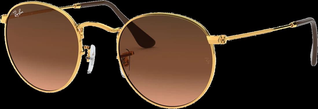 Lunettes de soleil Ray-Ban Round Metal RB3447 9001/A5 - Monture ronde or, verres marron dégradé - Unisexe vue 2