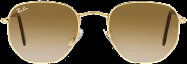 Lunettes de soleil Ray-Ban RB3548 001/51 - Monture or hexagonale, verres marron dégradé - Unisexe vue 2