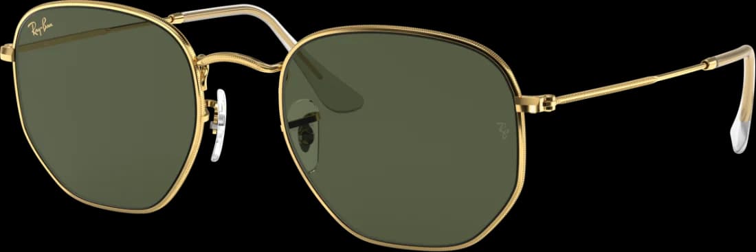 Lunettes de soleil Ray-Ban RB3548 9196/31 - Monture or hexagonale, verres verts - Unisexe vue 2
