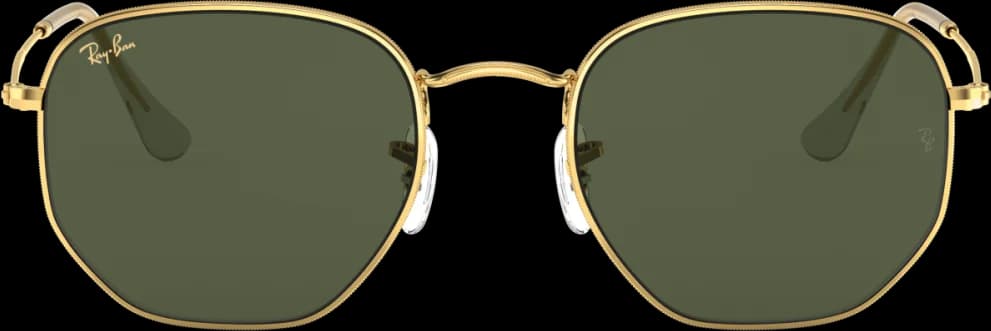 Lunettes de soleil Ray-Ban RB3548 9196/31 - Monture or hexagonale, verres verts - Unisexe vue 3