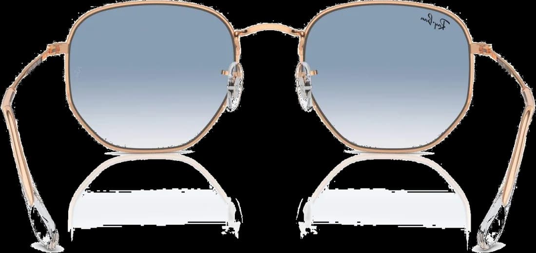 Lunettes de soleil Ray-Ban RB3548 9202/3F - Monture or rosé hexagonale, verres bleu dégradé - Unisexe vue 2