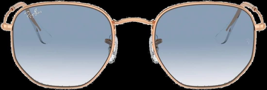 Lunettes de soleil Ray-Ban RB3548 9202/3F - Monture or rosé hexagonale, verres bleu dégradé - Unisexe vue 3