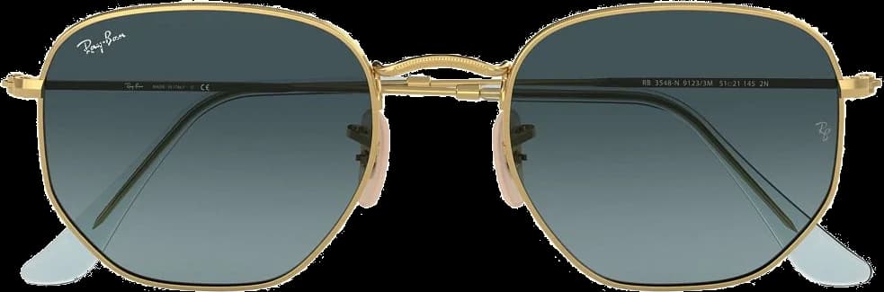Lunettes de soleil Ray-Ban RB3548N 9123/3M - Monture hexagonale or, verres bleu dégradé - Unisexe vue 2