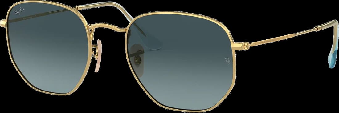 Lunettes de soleil Ray-Ban RB3548N 9123/3M - Monture hexagonale or, verres bleu dégradé - Unisexe vue 3