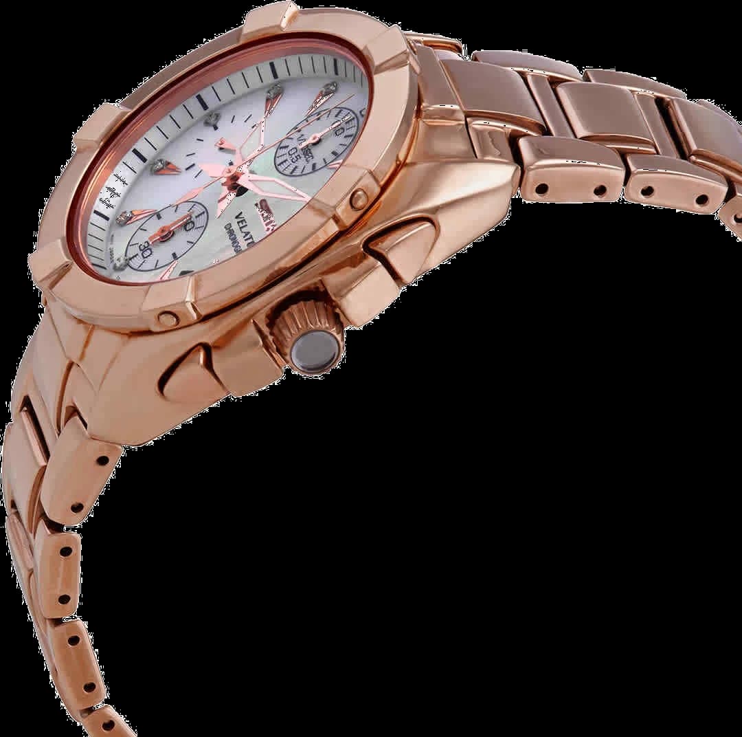 Visage cadran Seiko SNDX92P1 avec guichet date à 3h et aiguilles en or rose