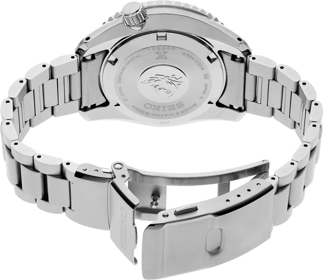 Lunette boîtier Seiko SPB383J1 en acier inoxydable brossé, lunette rotative bi-directionnelle noire 24h, couronne vissée