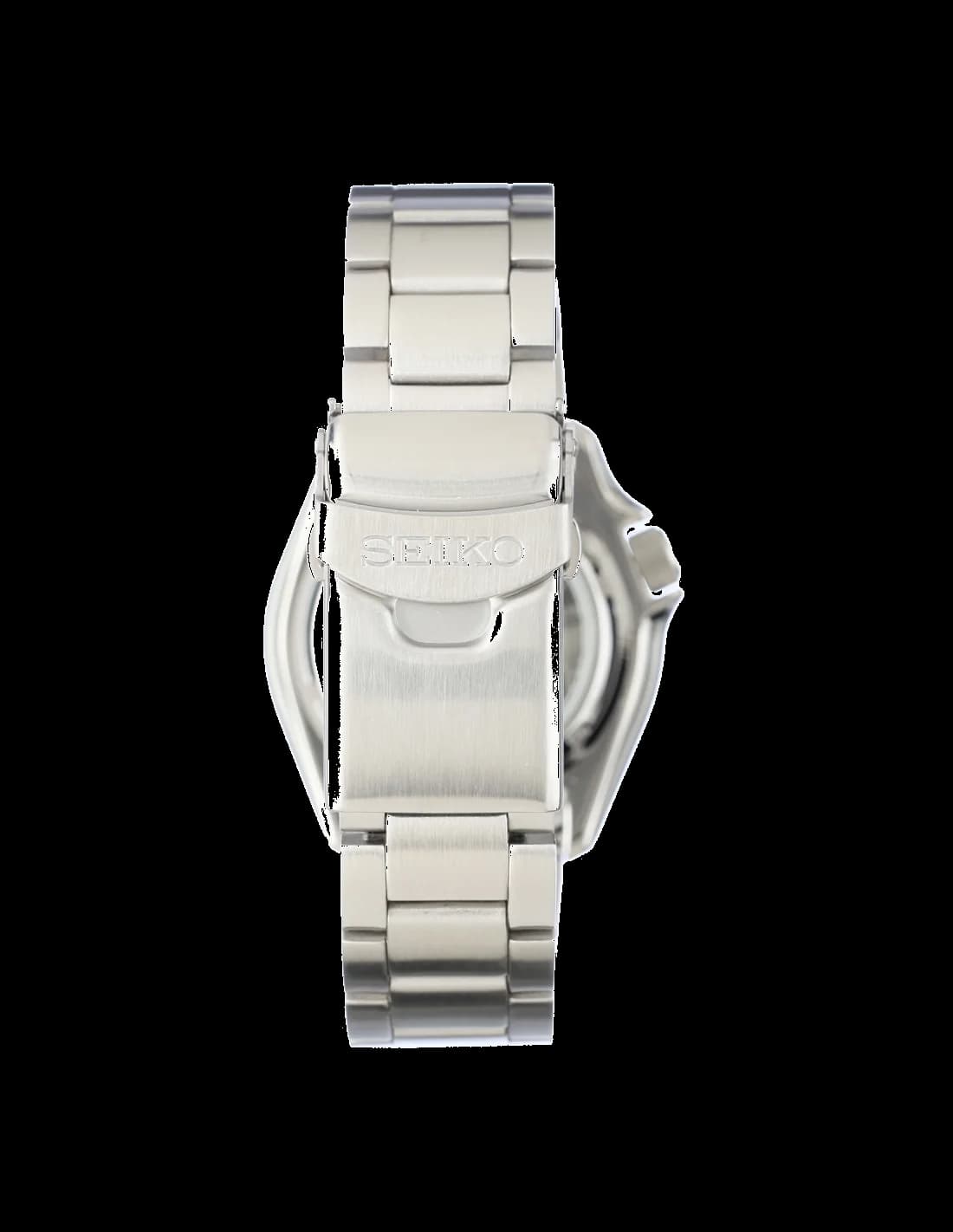 Attache bracelet Seiko SRPD53K1 en acier inoxydable brossé avec fermoir déployant et boucle de sécurité signée Seiko