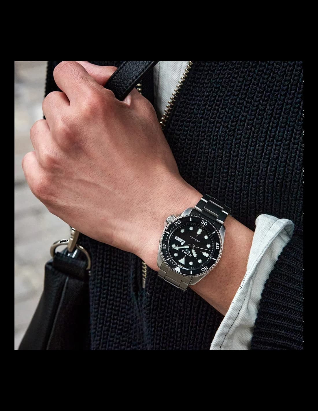 Montre Seiko 5 Sports SRPD55K1 Automatique Homme, Boîtier Acier Cadran Noir vue 4