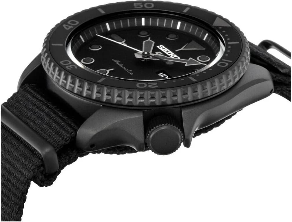 Montre Homme Seiko 5 Sports SRPD79K1 Automatique Noir Mat Bracelet Nylon vue 6
