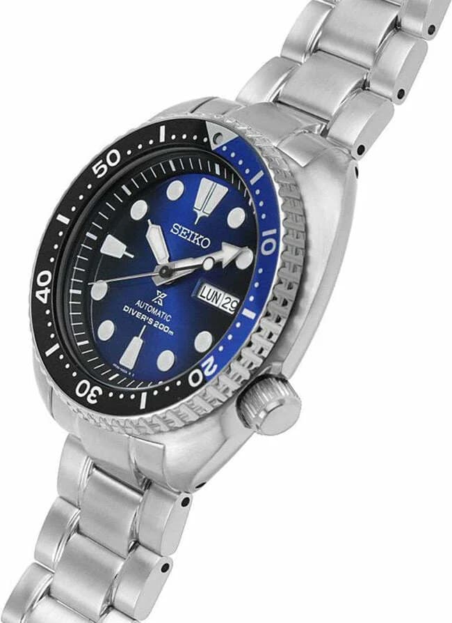 Visage cadran Seiko SRPF15K1 avec index appliqués polis, aiguilles dauphine et guichet date à 3h, mouvement automatique 4R36
