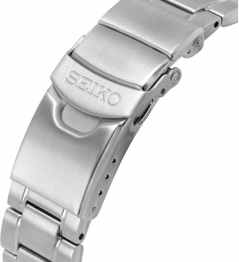 Lunette boîtier Seiko SRPF15K1 de 45mm en acier inoxydable, lunette lisse polie, fond vissé transparent exhibant le calibre