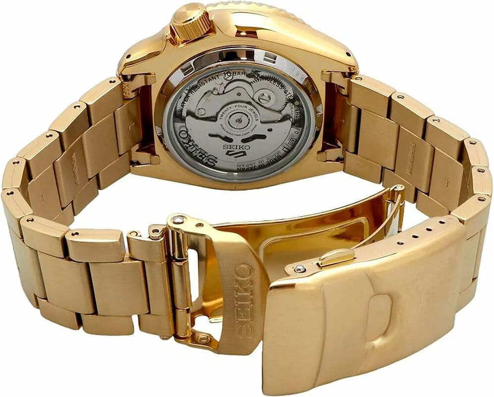 Lunette boîtier Seiko SRPK20 anodisée unidirectionnelle crantée noire protégeant glace Hardlex et vis de couronne à 4h