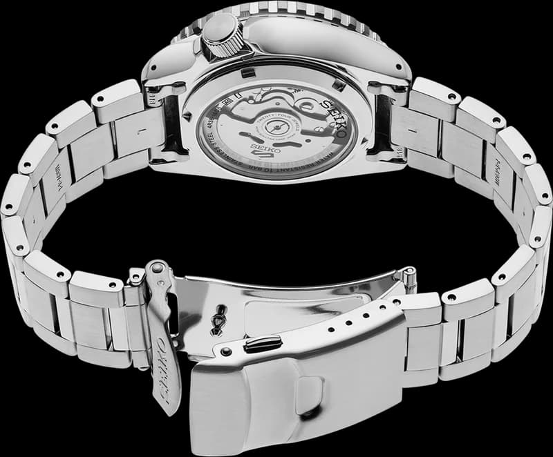 Lunette boîtier Seiko SRPK99K1 en acier inoxydable brossé, lunette fixe polie, verre Hardlex, couronne vissée à 4h