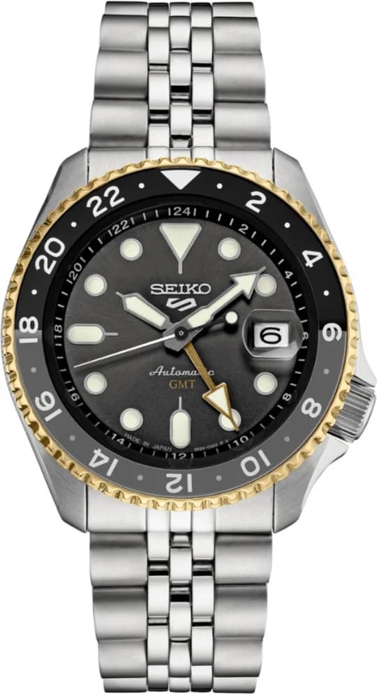 Montre Seiko SSK021K1 GMT Automatique pour Homme, Cadran Noir Acier