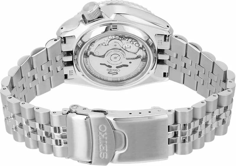 Lunette boîtier Seiko SSK043K1 boîtier acier 42 mm, lunette bicolore noir et or 24 heures, couronne vissée, fond transparent