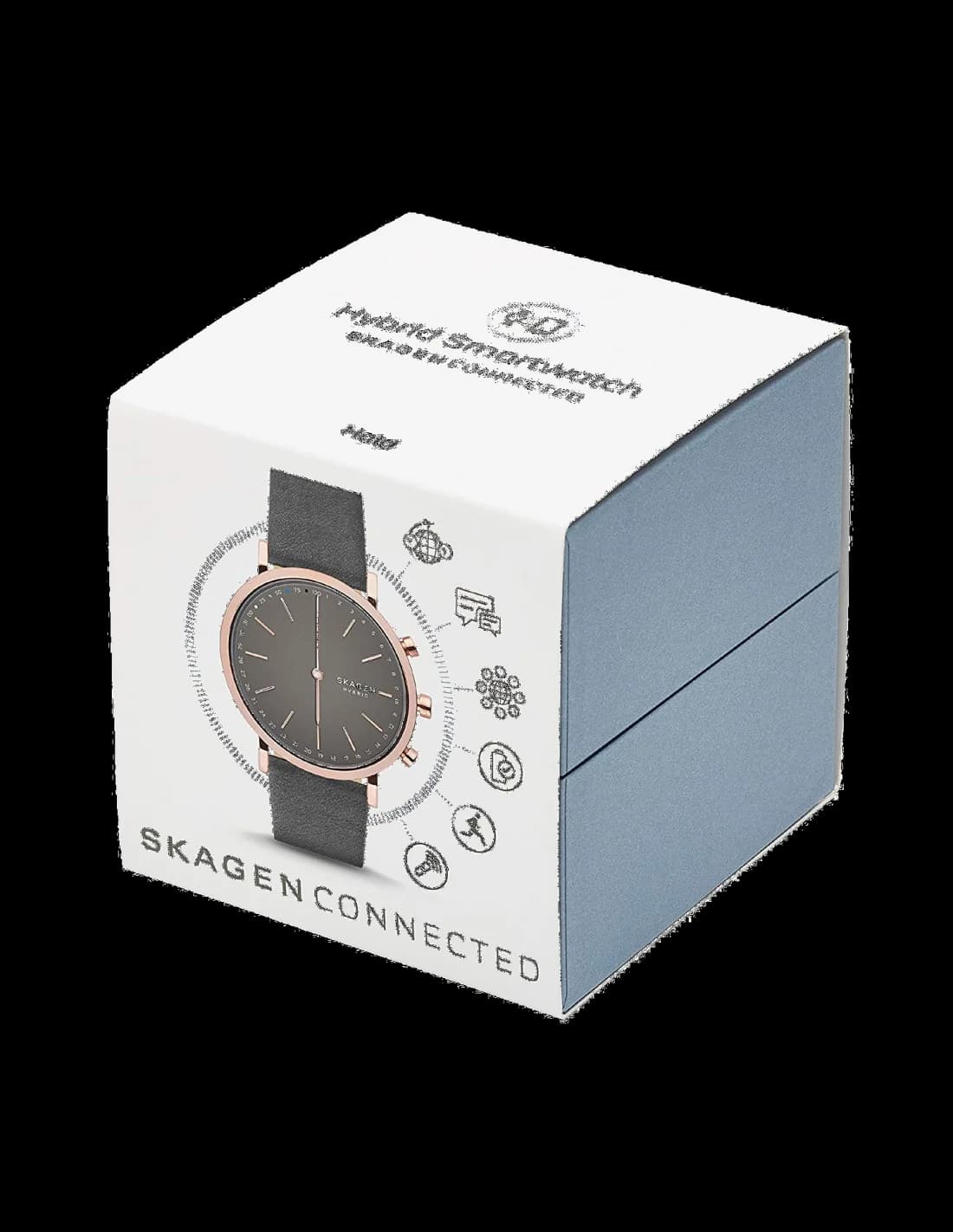 Visage cadran Skagen SKT1207 dévoile des index bâtons fins, aiguilles squelettes et guichet de date, le tout sous verre minéral bombé