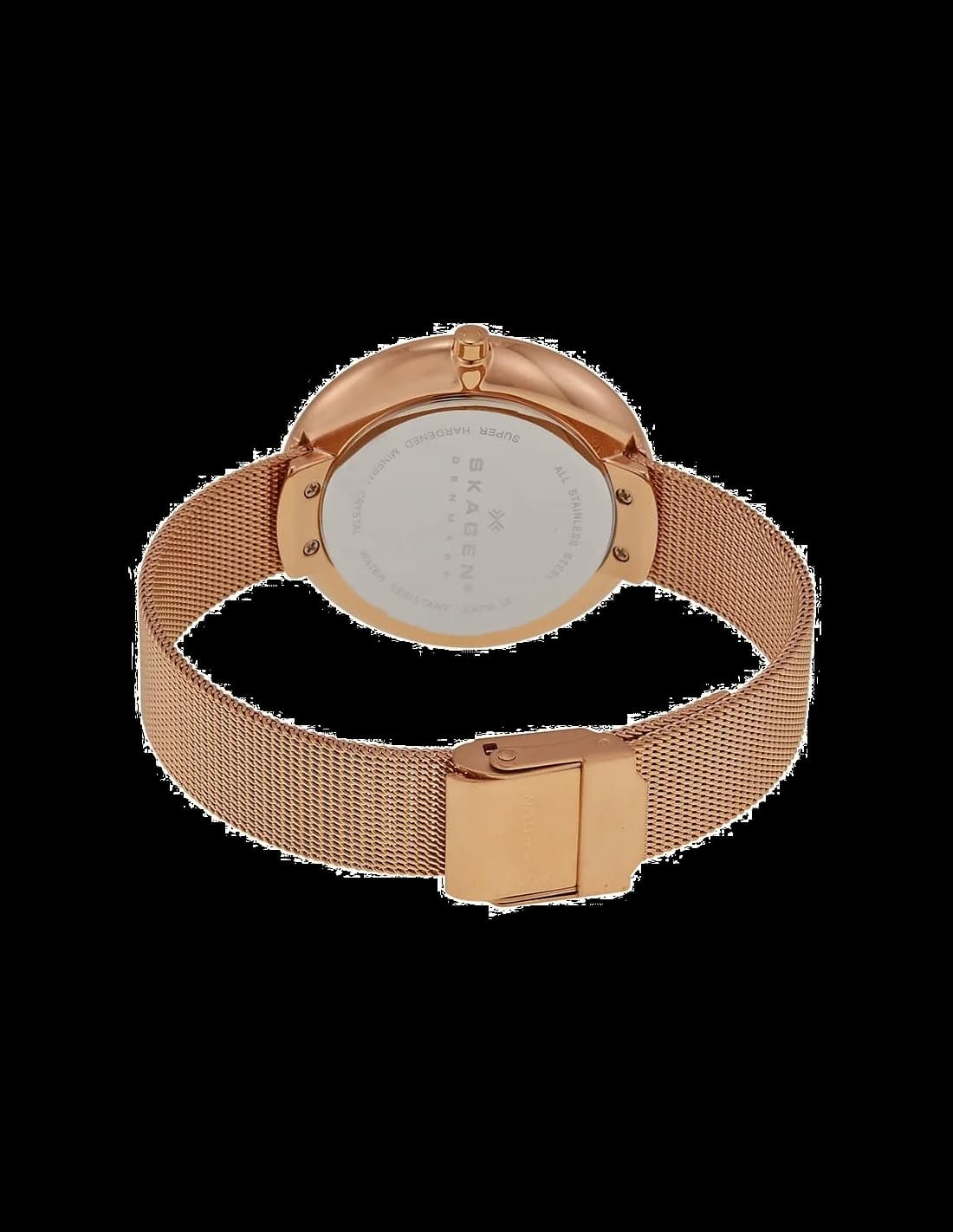 Attache bracelet Skagen SKW2142 en maille milanaise or rose avec fermoir déployant ajustable, finition satinée