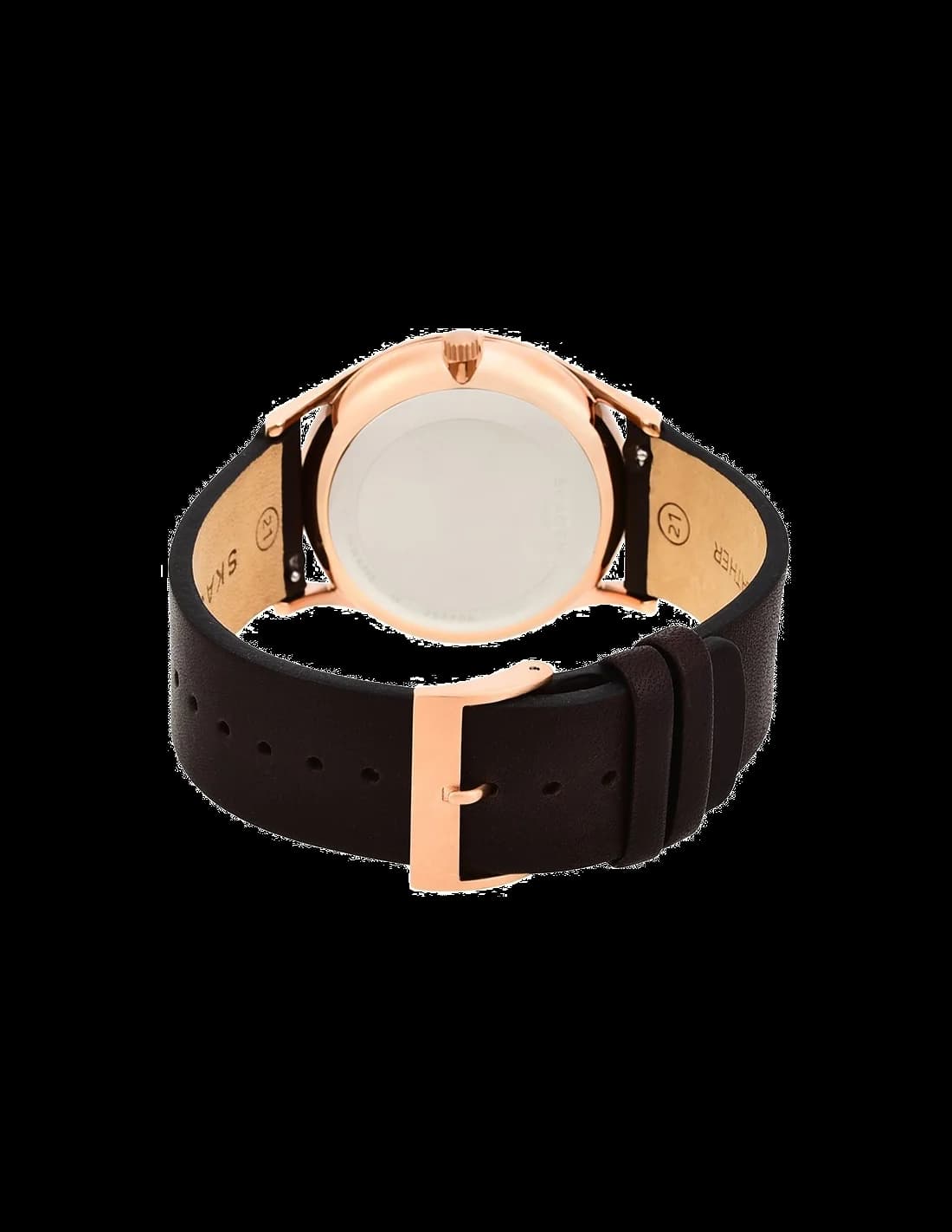 Visage cadran Skagen SKW6395 avec chiffres arabes à 12h, aiguilles dauphine polies et guichet date à 3h pour lisibilité optimale