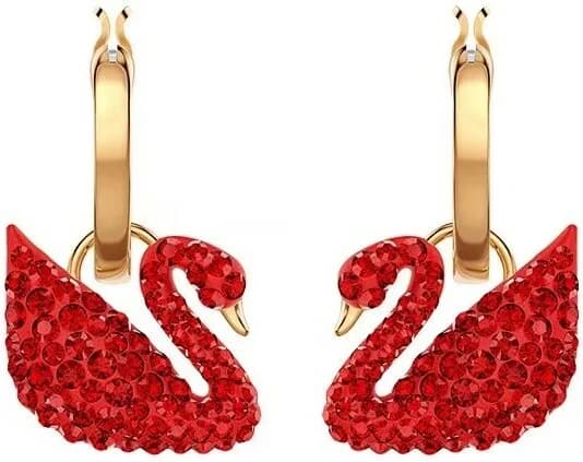 Boucles d'oreilles Swarovski Iconic Swan Lake rouge micropavé - Réf. 111569