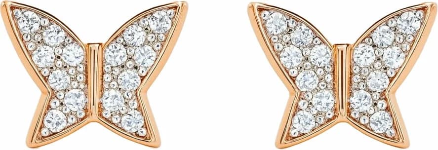 Boucles d'oreilles puces Swarovski Luna Papillon - Réf. 112068 - Doré rosé pour femme