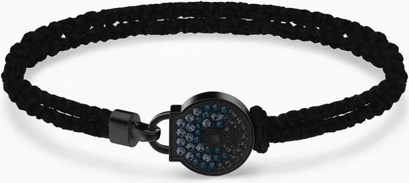 Bracelet Swarovski Dextera 112069 pour homme - Cordon noir et cristaux bleus