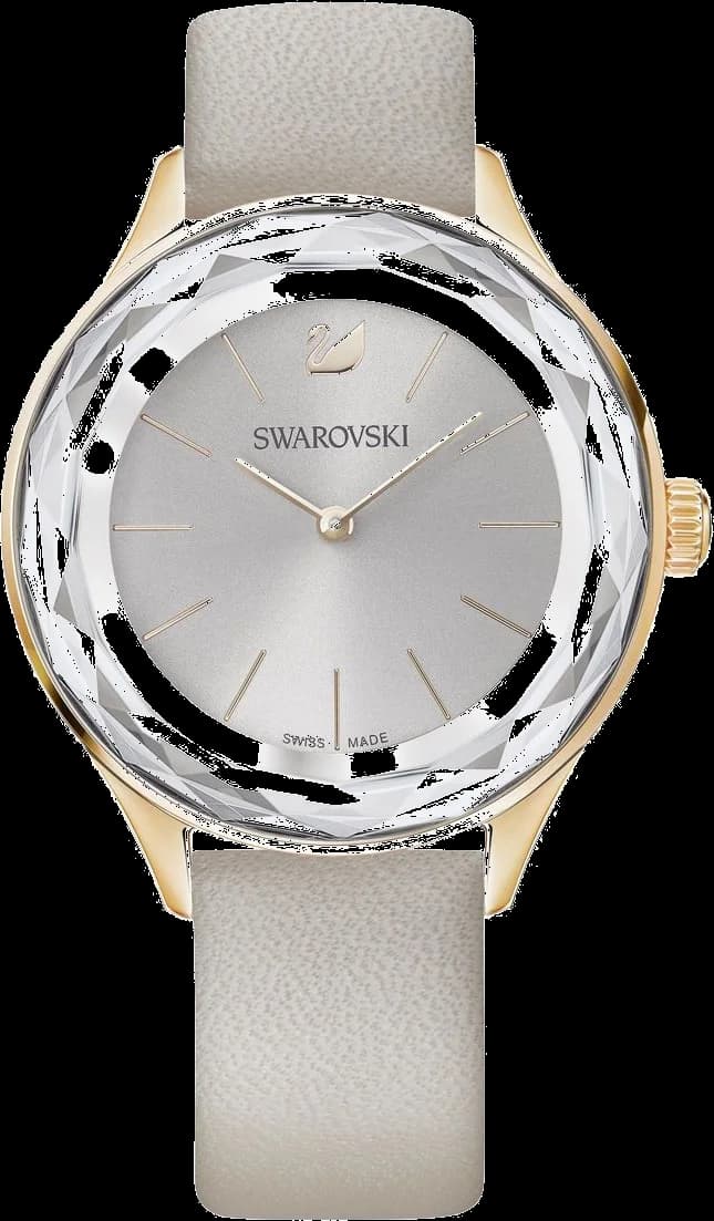 Garde-temps Swarovski 5295326 arborant cadran gris soleillé avec index baguette et aiguilles en acier poli