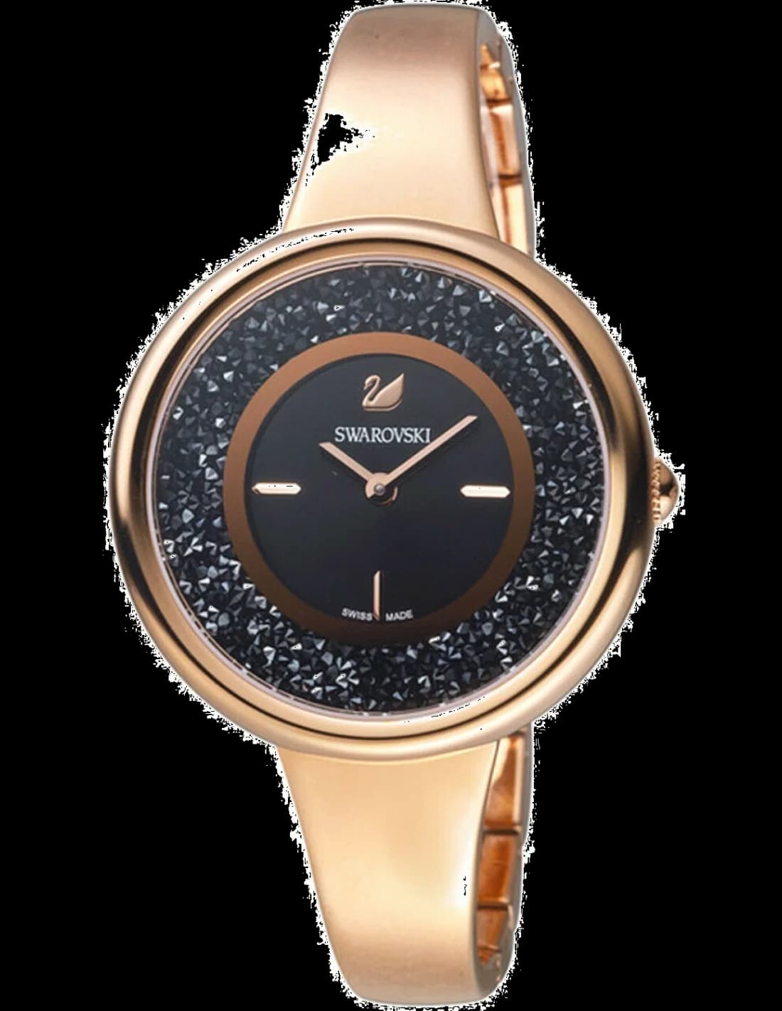 Garde-temps Swarovski 5295334 au cadran blanc nacré avec index cristal et aiguilles dorées style épuré