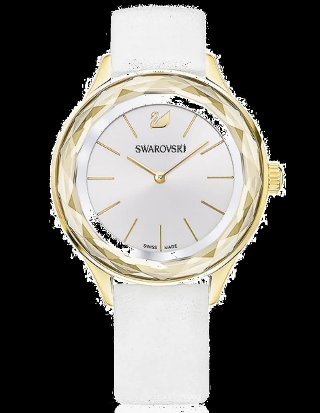 Garde-temps Swarovski 5295337 avec cadran blanc nacré et cristaux scintillants sur fond lumineux