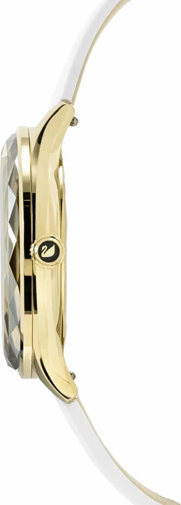 Visage cadran Swarovski 5295337 aux index cristal et aiguilles dorées fines pour une lecture élégante